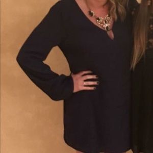 Navy blue long sleeve mini dress